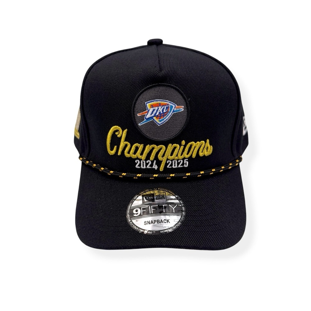 NEW Oklahoma City Thunder NBA Champions New Era Black 9FIFTY Snapback Hat Cap